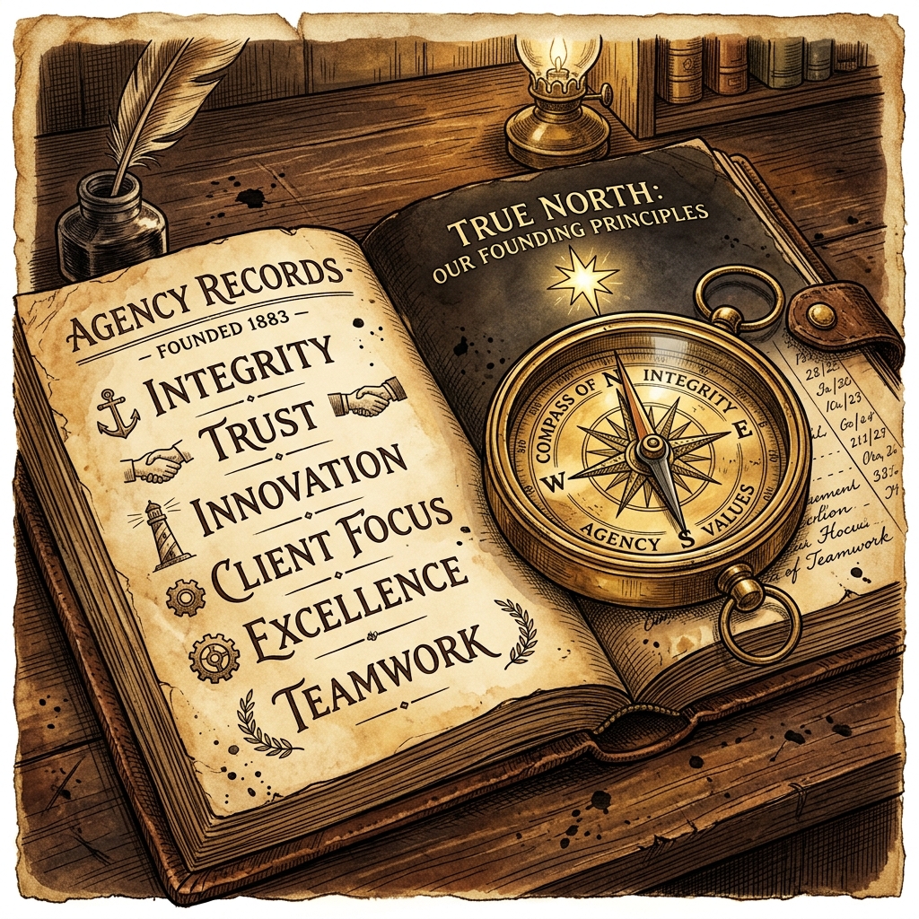 Pillars of Integrity and Discretion Illustration
